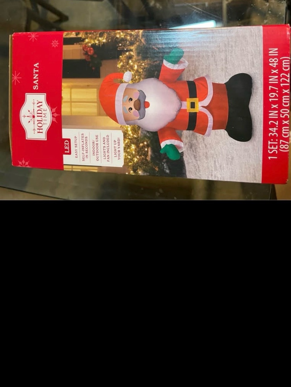 Holiday Time Inflatable LED Santa Figure - Red, White, Green, Black